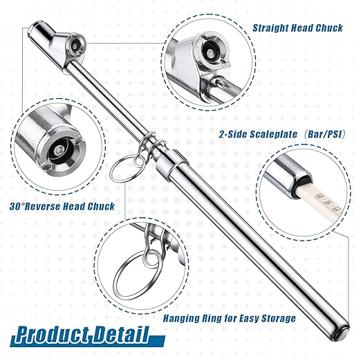 Tallew 3 Pack Dual Head Tire Pressure Gauge Heavy Duty Air Pressure Tire Gauge for Auto Truck Car RV Van Gage Range 10-150PSI, 1-10Bar (Silver)