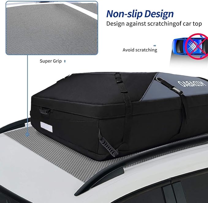 MIDABAO 20 Cubic Waterproof Duty Car Roof Top Carrier-Car Cargo Roof Top Bag, Waterproof & Coated Zippers includes Anti Slip Mat with or without Racks (20 Cubic Feet)