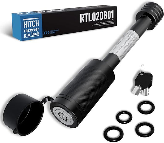 RETRUE Trailer Hitch Locks, 5/8" Locking Hitch Pin for 2" and 2 1/2" Receiver Class III IV Hitch, Tow Hitch Pin Lock Dia 3-1/2” Long Pin with O-Rings Weatherproof Caps for Trailer Truck Car Boat