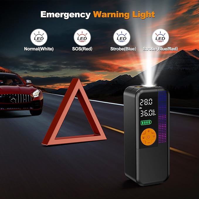 Jump Starter with Air Compressor,5500A Portable Car Battery Booster(All Gas & 10L Diesel) with 150PSI Cordless Auto Tire Inflator,15V Portable Car Battery Jump Starter Box with LCD Display LED Light