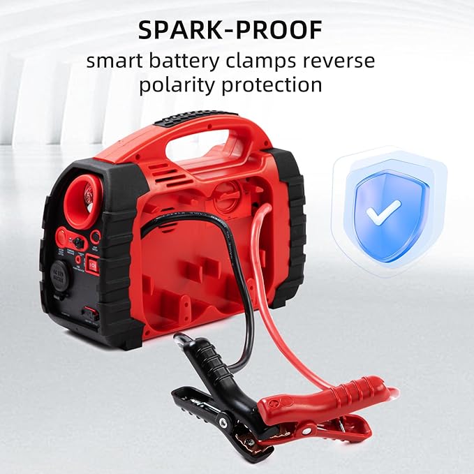 Jump Starter with Air Compressor, 260PSI 1000A Car Battery Jump Starter Battery Pack (6.0 Gas/6.0L Diesel),12V Car Jumper Starter Portable Jump Box with Tire Inflator