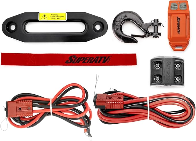 SuperATV 12,000 lb Black Ops Winch with Wireless Remote and Synthetic Rope for UTVs/Jeeps/SUVs | Permanent Magnet DC 12V, 6.0 HP Motor | 14' Length Wiring | 230:1 Gear Ratio