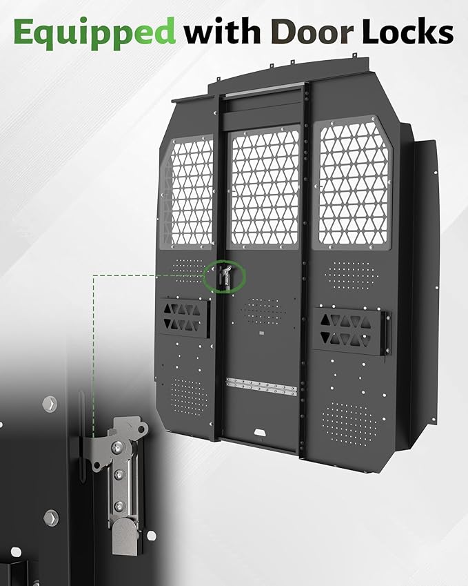 StarONE Cargo Van Partition,Van Safety Partition Bulkhead Fit for 2015-2024 Ford Transit 150 250 350 Mid-Roof Full Size Van,with Door Lock and Acrylic Panel,Black