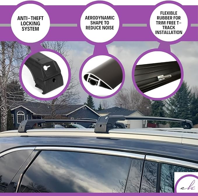 ERKUL Roof Rack Cross Bars for Lincoln Aviator 2020-2026 | Anti-Theft Lock Aluminum Crossbars for Rooftop, Cargo Carrier, Luggage, Kayak, Canoe, Bike | Black