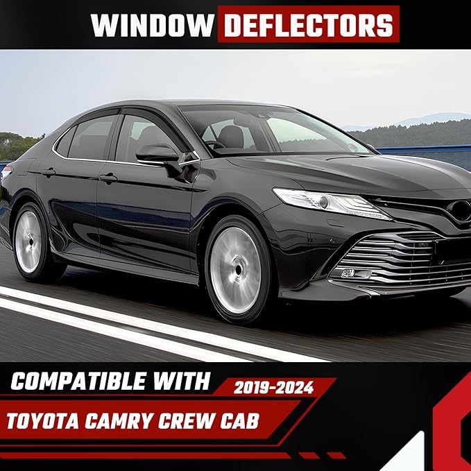 Extra Durable Rain Guards Fit for 2019-2025 Toyota Camry, Tape-on Side Window Deflectors 19 20 21 22 23 24 25 Camry Wind Deflectors Rain Guard Black - 4 PCS