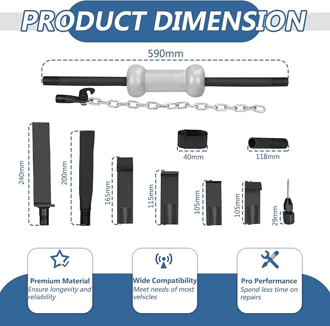 13pcs Slide Hammer Dent Puller Set, Automotive Dent Remover with 10lbs Slide Hammer Universal Slide Hammer Auto Body Truck Repair Tool Kit with Carrying Case
