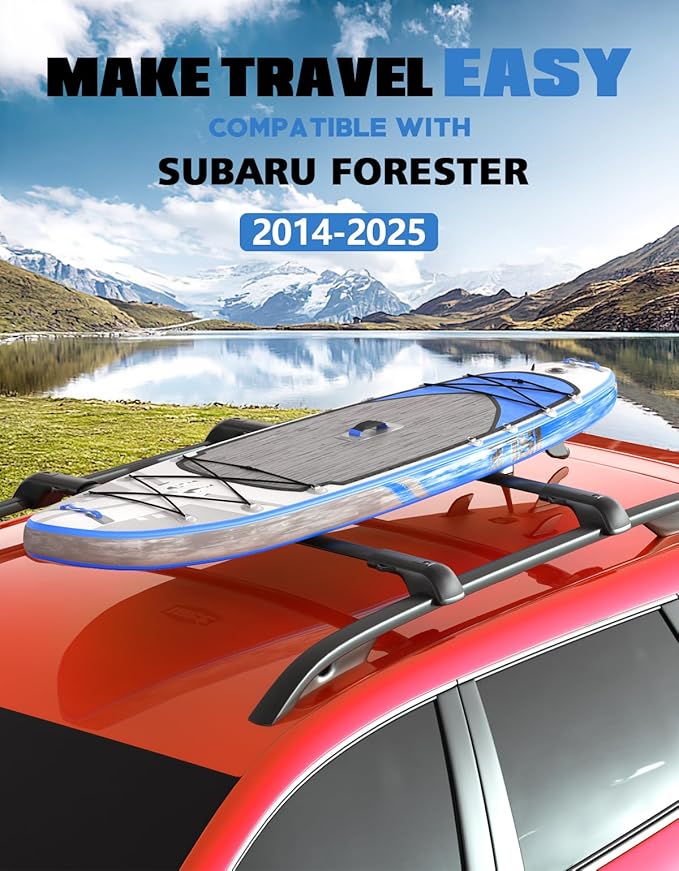 FengYu 300lb Roof Rack Cross Bars Compatible with Subaru Forester 2014-2026 (not for Wilderness), Heavy Duty Lockable Aluminum Roof Rails Crossbars Cargo Bars Canoe Rooftop Black Carrier Luggage