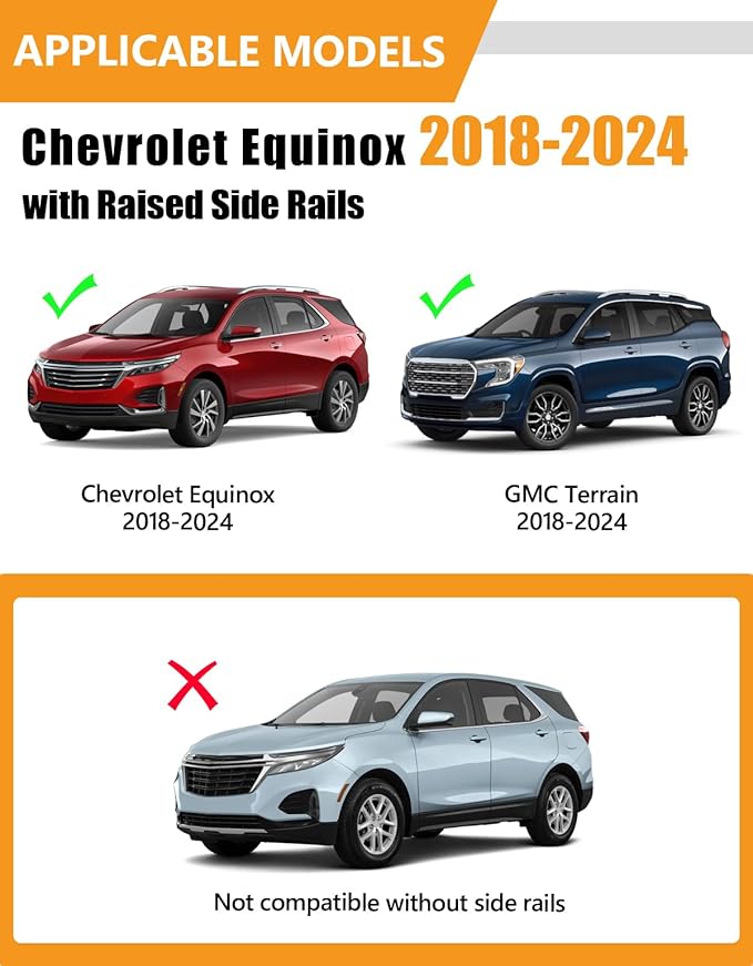 KINGGERI 300lbs Lockable Roof Rack Cross Bars Compatible with 2018-2024 Chevy Chevrolet Equinox & GMC Terrain.Heavy Duty Aluminum Roof Rails Crossbars Luggage Kayak Canoe Snowboard SUV Accessories