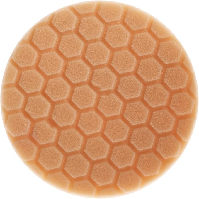 Chemical Guys BUFX_102HEX6 BUFX_102_HEX6 Hex-Logic Medium-Heavy Cutting Pad, Orange (6.5 Inch Pad Made for 6 Inch Backing Plates), 1 Pad Included