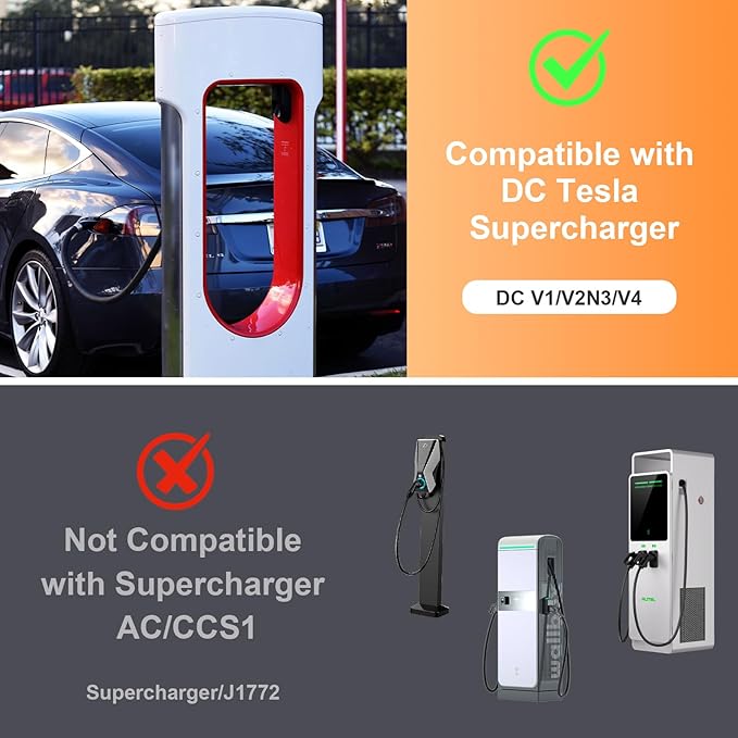 Upgraded for Tesla Supercharger Adapter, for NACS to CCS Adapter Max 500A 1000V, Compatible with R1T R1S R2 R3 EVs, Compatible with GM EVs
