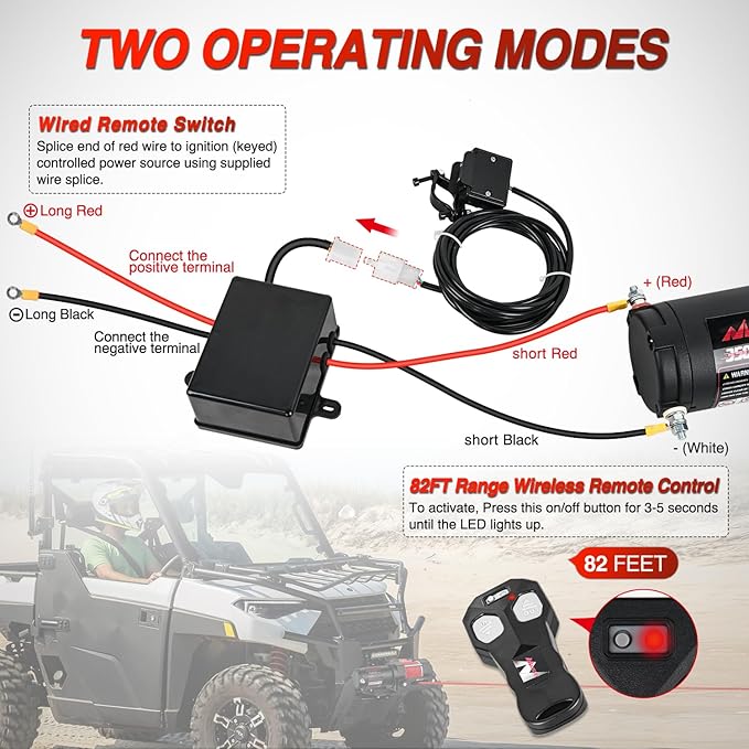 Nilight 3500 lbs ATV Winch 12V Electric Winches With Synthetic Winch Rope Wireless Remote Wired Switch Fairlead Mounting Plate Portable Waterproof Winch for Towing ATV UTV Trailer Truck Jeep Offroad