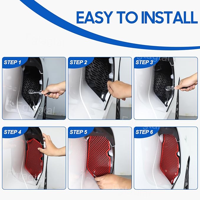 Side Intake Grill Guards Mesh Compatible with Chevrolet Corvette C8 2020-2025, Stainless Steel Side Radiator Guards Grille Vents Insert Mesh Accessories, 2Pcs (Red)