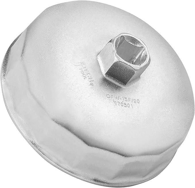 Jetech Oil Filter Cap Wrench 90mm x 15 Flute, Cartridge Type Socket Removal Tool with 15 Flutes and 90mm Inner Diameter