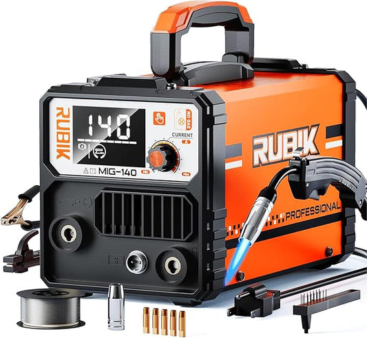 140A Gasless Mig Welder,110V FLUX MIG/ARC/Lift TIG Welding Machine,3 in 1 Mig Welder with Synergy and IGBT Inverter,110V Flux Core Welder with LCD Display