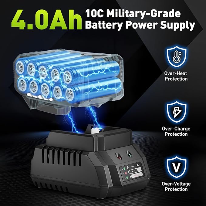 Cordless Impact Wrench 1/2 Inch: Brushless 1/2 Impact Gun Kit - Max 1200N.m (885ft-Lbs) High Torque Impact Driver for Car Tire, Mower, 20V 4Ah Battery, 3-Speed, 4 Socket, LED Light