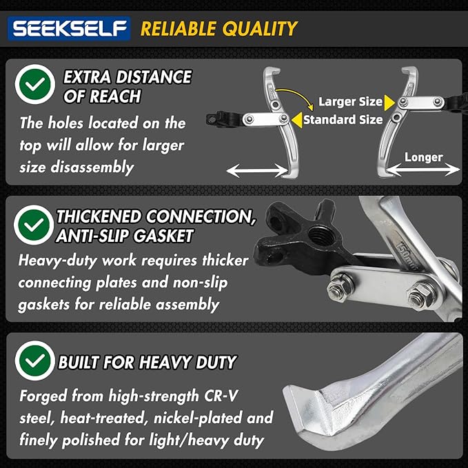 3" 4" 6" 8" Gear Puller Set, 2-Jaw/3-Jaw Bearing Puller Kit with Ratchet Wrench, Heavy Duty Pulling Tool, Reversible Jaw for Internal External Flywheel Gear Pulley Bearing Rotor Removal