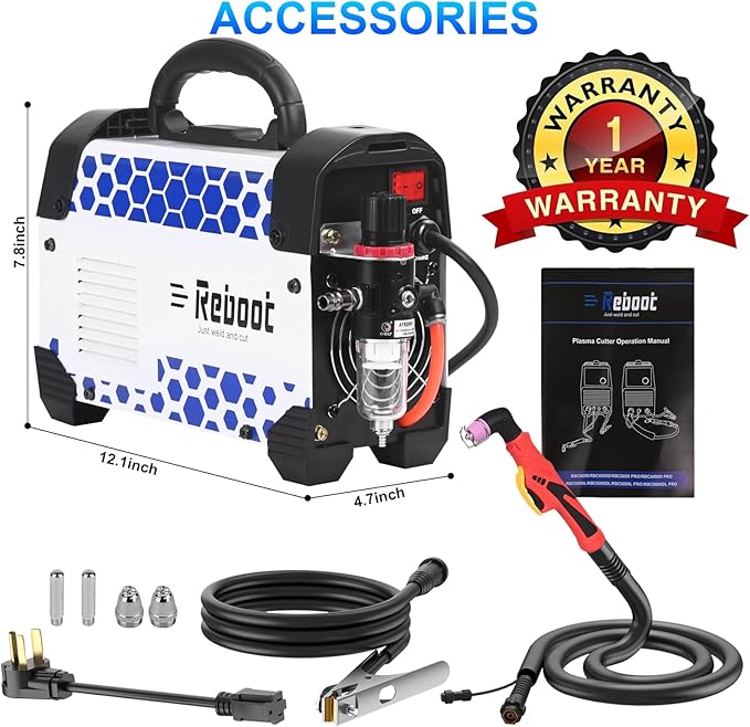 Reboot Pro 60A Plasma Cutter 2025, Pilot Arc Non-Contact Cutting, 120V/240V Dual Voltage,Large Digital Smart Screen, Enhanced for Metal/Mesh/Stainless Steel, 1/2'' Clean Cut 3/4" Max Cut