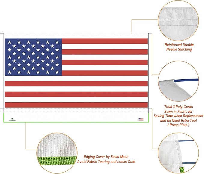 Leaveshade RV Awning Fabric Replacement Camper Trailer Awning Fabric Super Heavy Vinyl Coated Polyester 15'3''(Fit for 16' Awning)-USA Flag (Custom Looking)