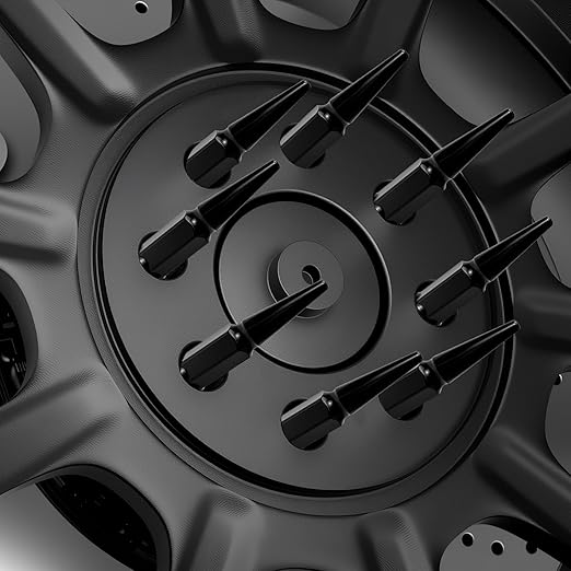 1/2-20 Spiked Lug Nuts, 3/4" Hex Closed End Nut with 1 Socket Key, Wheel Spiked Lug Nuts for Grand Cherokee, Cherokee, Liberty, Wrangler,Fit for Aftermarket Wheel (24Pcs,Black)