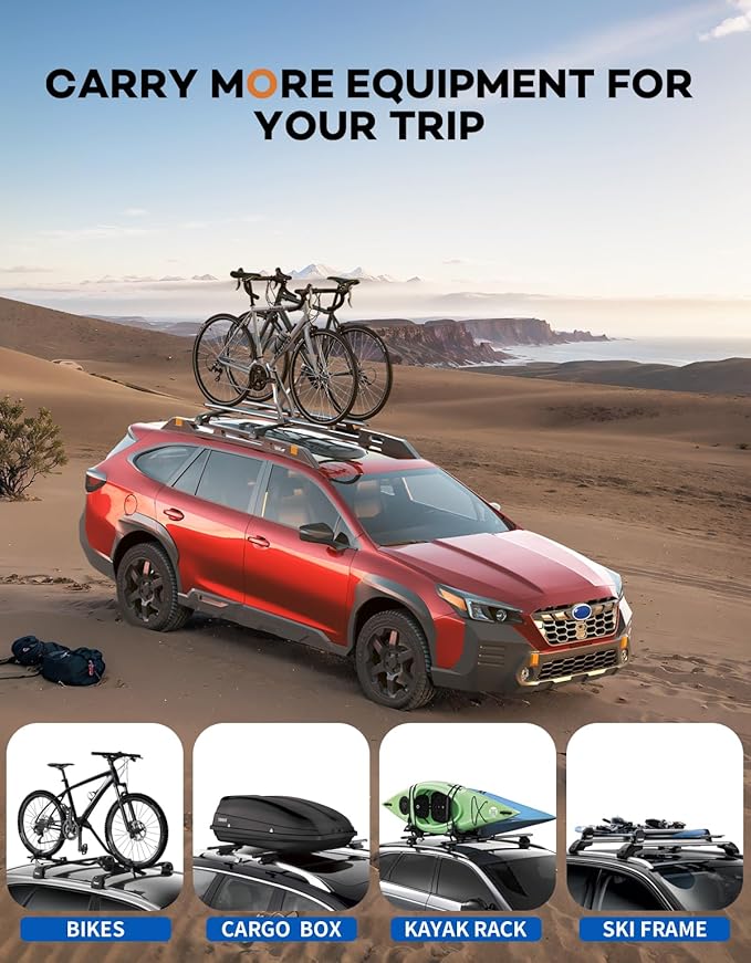 300lbs Roof Rack Cross Bars Compatible with Subaru Outback Wilderness 2022-2026 (Only Fit Wilderness), Lockable Aluminum Adjustable Roof Rails Crossbars Black Rooftop