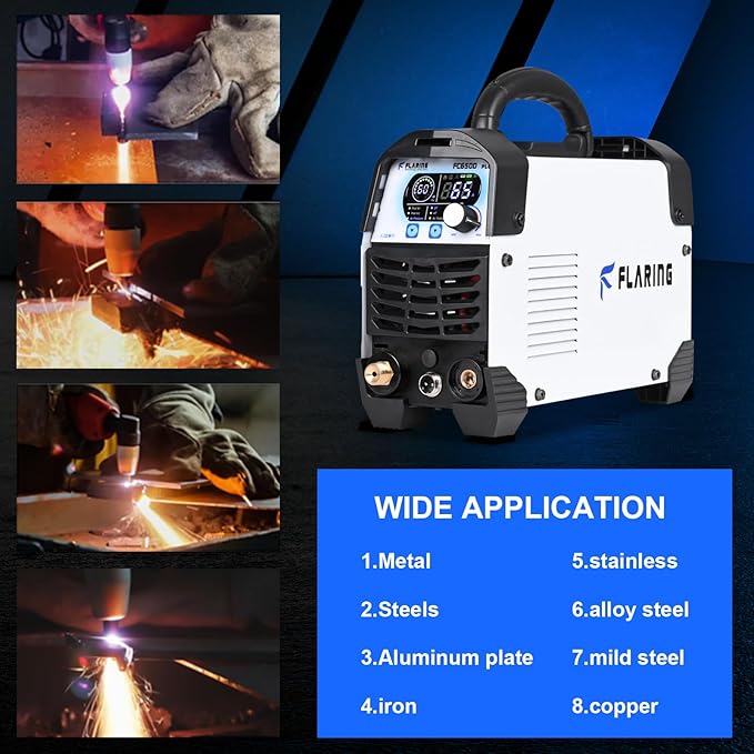FLARING FC650D PLUS Plasma Cutter 65 AMP Touch Arc Plasma Cutter Machine 120/240V Dual Voltage, Digital Display, High Frequency IGBT Inverter, Post Air/2T/4T, 5/8" Clean Cut with Consumable