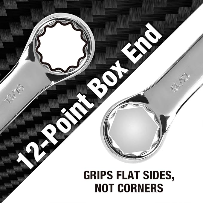 DURATECH Stubby Combination Wrench Set, SAE, 11-piece, 3/8'' to 1'', 12-Point, CR-V Steel, with Rolling Pouch