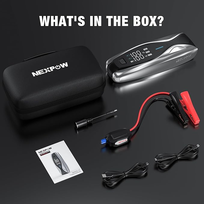 NEXPOW X7 3000A Jump Starter with PD 60W Dual-Way Faster Charging, Car Battery Jump Starter for 12L Gas/10L Diesel Engines, 12V Portable Jump Start Battery Pack with 3.2″ HD Display, IP63 Waterproof