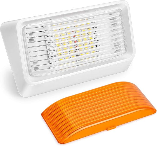 Kohree 320Lumen LED RV Porch Light Exterior Utility Light 12v Lighting Fixture, Replacement Lighting for RVs, Trailers, Campers, 5th Wheels. White Base, Clear and Amber Lenses Included