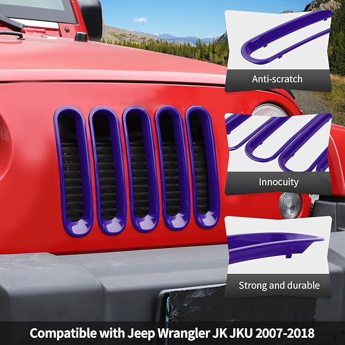 JK Grill Inserts Front Grille Mesh no Mesh Cover Guard for Jeep Wrangler JK 2007-2017 Clip-on Grille Accessories