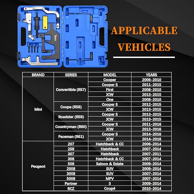 Camshaft Alignment Timing Tool Kit, Engine Locking Timing Tool Compatible with BMW Mini Cooper R55 R56 R57 R60 N12 N13 N14 N16 N18 Peugeot 1.4 1.6, 117 440, 119 340, 119 590, 496 709