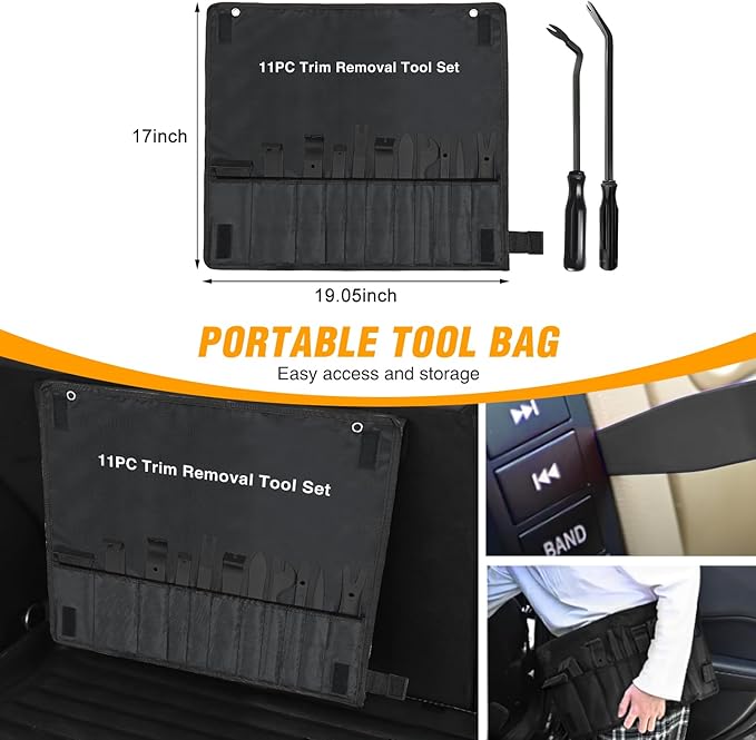 GOOACC 13PCS Nylon Trim Removal Tool Set for Bumper Fastener Rivet Clips Car Door Clip Panel Audio Video Dashboard Dismantle Black