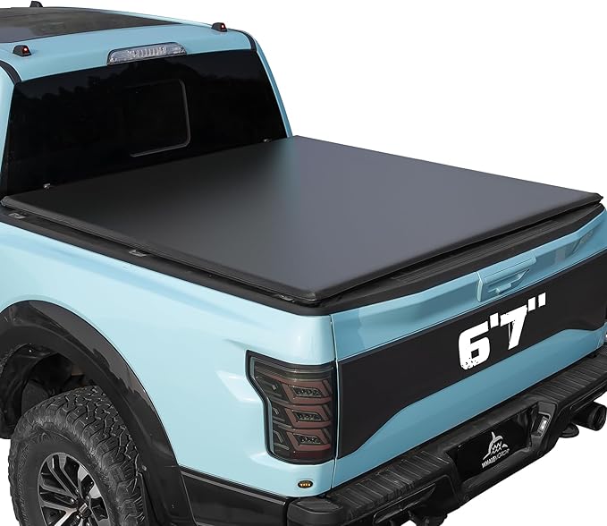 Truck Bed Tonneau Cover Compatible with Chevy Silverado & GMC Sierra 1500(2007-2025) 2500 3500 HD(2007-2019) 6.6 ft Standard Box(NO CarbonPro Bed), Soft Folding(Quad Fold) Style