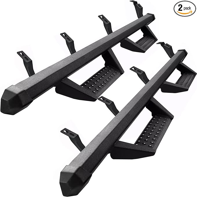 Drop Down Running Boards Compatible with 2024-2026 Toyota Tacoma Double Cab Crew Cab, Dual-Stage Textured Black Powder, 4 Inch Step Bars Side Step.