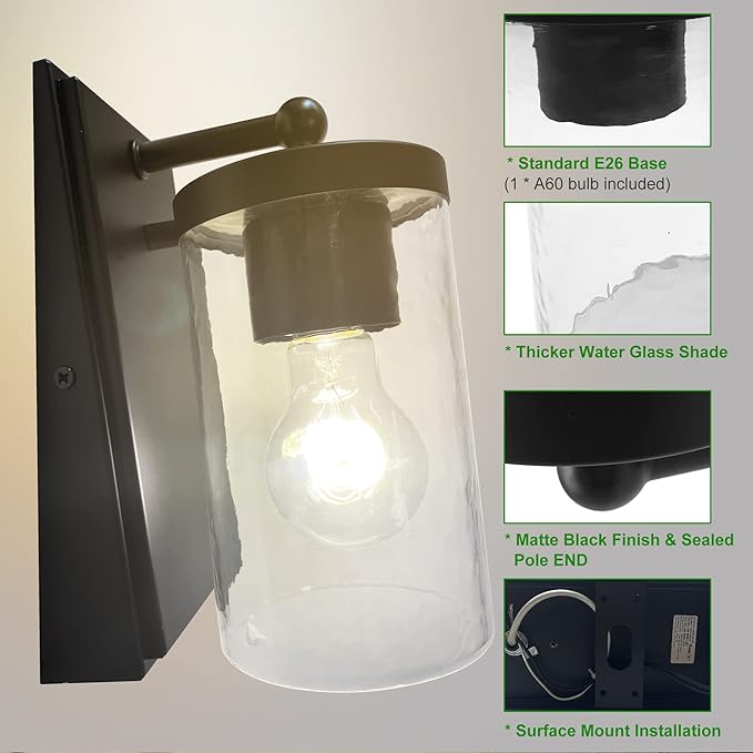 12V LED RV Wall Sconce with Switch, 1XE26 LED Bulb Included, 12Volts DC RV Interior Light Fixture with Clear Glass Shade, use for RV Trailer Motorhome Caravan Boat