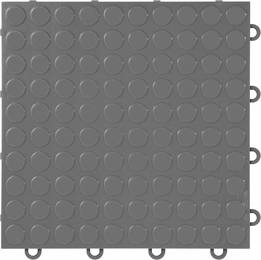 FlooringInc's Nitro 12"x12" Snap-Together Garage Flooring Tiles, Non-Slip Interlocking Plastic Floor Mat, Organization & Storage, Coin Pattern, Graphite, 1 Tile, 1 Sq/Ft