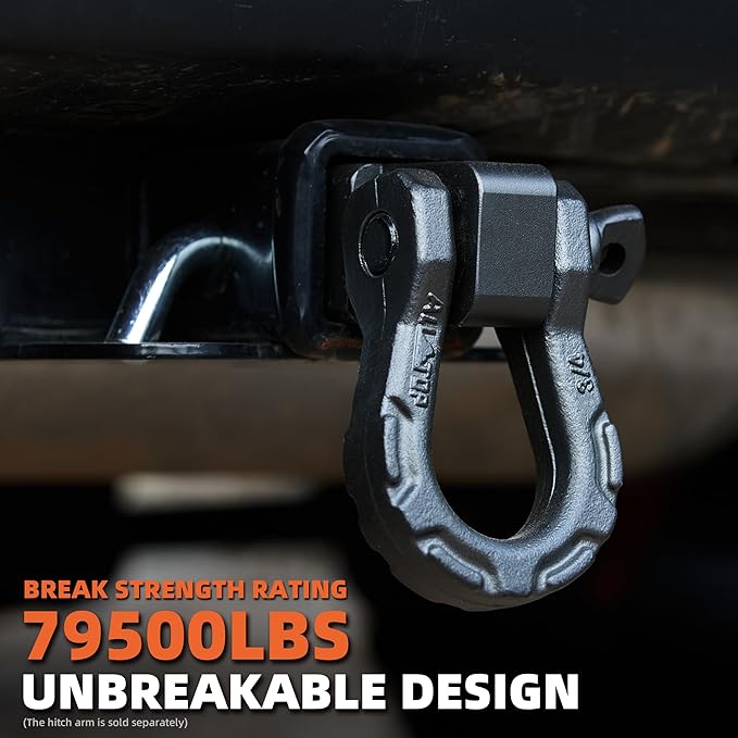 ALL-TOP D Ring Shackle (2 Pack) 3/4" Fully Forged with 7/8 Pin, 79500Lbs Break Strength & 9Ton Work Load, Impact Resistant by Extreme E-Coat