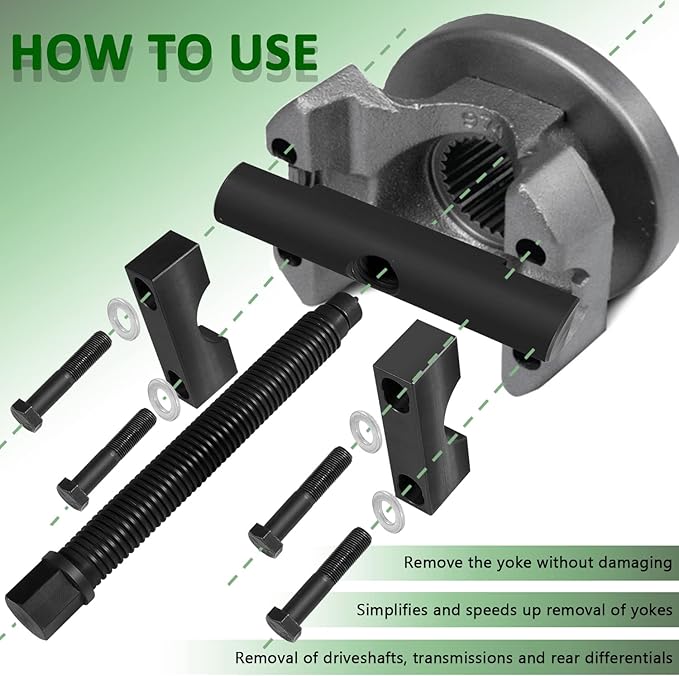 Bonbo 10803 Heavy-Duty Yoke Puller Kit Semi Truck Yoke Remover Tool Kit, Use for Commercial Trucks, Works for Class 6-8 Trucks and Equipment 29PCS, Use with 1 inch Impact Tool