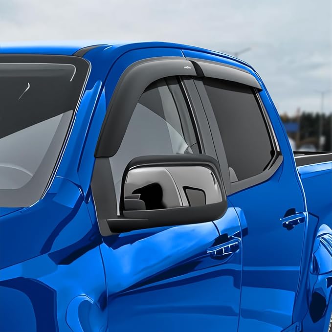 Goodyear Shatterproof Window Deflectors for Chevrolet (Chevy) Colorado/GMC Canyon 2015-2022 CrewCab, Tape-on Rain Guards, Window Visors, Vent Deflector Visor, Car Accessories, 4 pcs. - GY003244LP