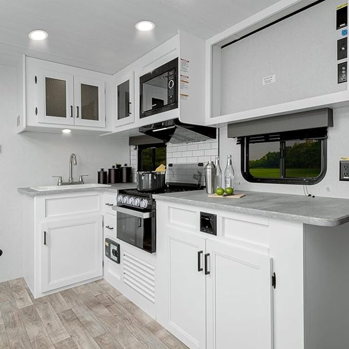 Facon 5Inch 12V LED Puck Light RV Interior Light, Aluminum Slim Recessed Mount Panel Light, 12Volts RV Light Fixture for Van Camper Trailer Motorhome Boat (5Packs, 5Inch 3500K)