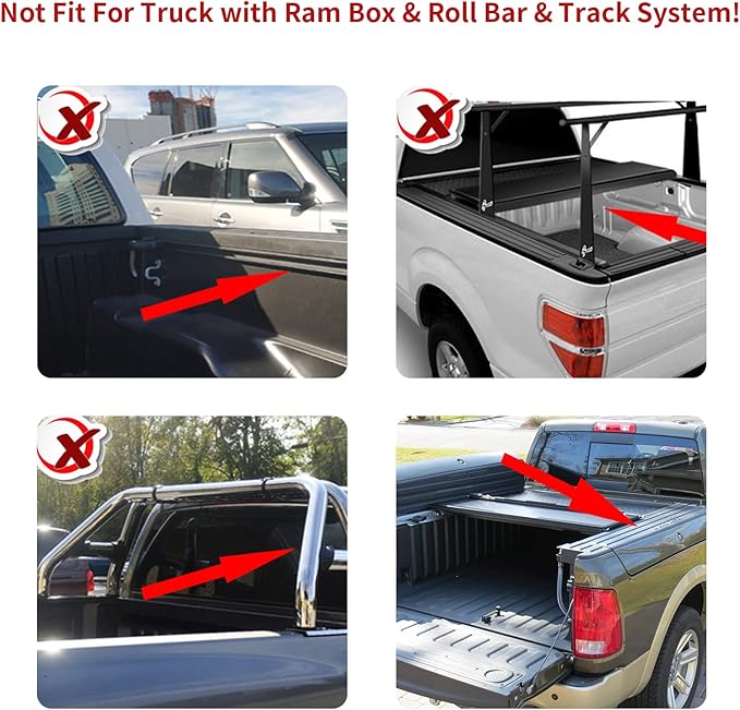 North Mountain 5.7ft Soft Roll Up Truck Tonneau Cover fits 2019-2025 Dodge Ram 1500 New Body 5.7ft Fleet/Styleside Bed(67.4"), not fit Classic Body Style, Rambox & Multi-Function Tailgate
