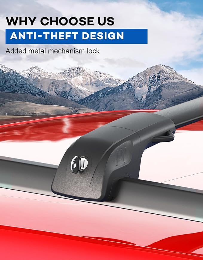 Lockable 300lb Roof Rack Cross Bars Compatible with Nissan Pathfinder 2022 2023 2024 2025 SV SL Platinum with Raised Side Rails, Heavy Duty Aluminum Roof Rails Crossbars