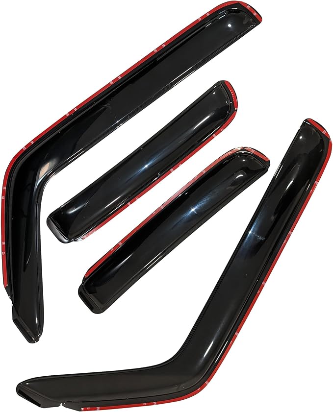 Black Horse Off Road [BHOR in Channel Rain Guards/Wind Deflectors Compatible with 2019-2024 Ram 1500 Quad Cab Smoke 4 PCs - 1494813IN