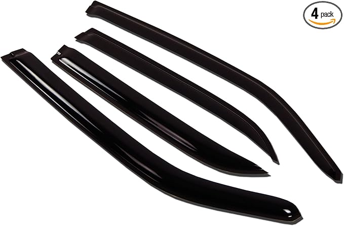 Tuningpros WV-772 Outside Mount Window Visor Deflector Rain Guard Dark Smoke 4-pc Set, Compatible with 2014-2016 Mazda Mazda3 Sedan