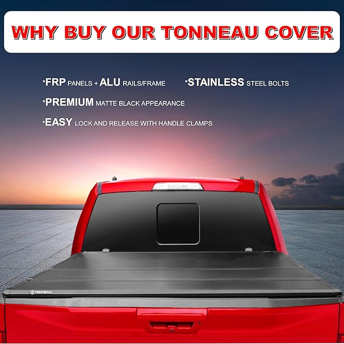 5'3" Hard Tri-Fold Truck Bed Cover Compatible for 2005-2012 Dodge Dakota Short Bed FRP Tonneau Cover | Fleetside