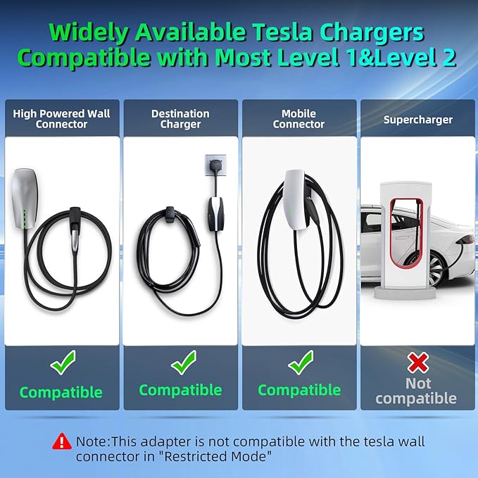 Tesla to J1772 Adapter - Max 80A 250V, with Fixed Lock Function, Compatible with NACS Wall Chargers & Mobile Connectors, for All J1772 EVs (Black)