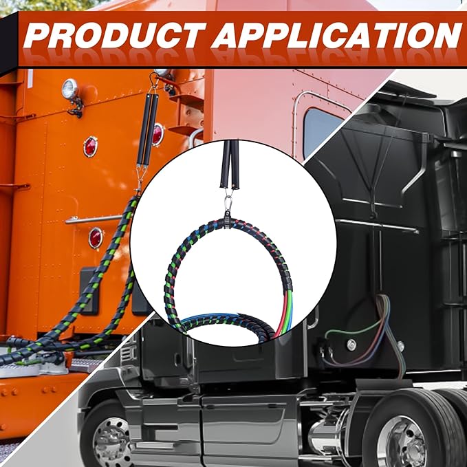 Cheemuii 16" Double Tender Spring Kit with Trailer Hose Holder Heavy Duty Tender Spring for Semi Truck Air Lines Kit 3 in 1 Air Lines Holder for Semi Truck Trailer Tractor