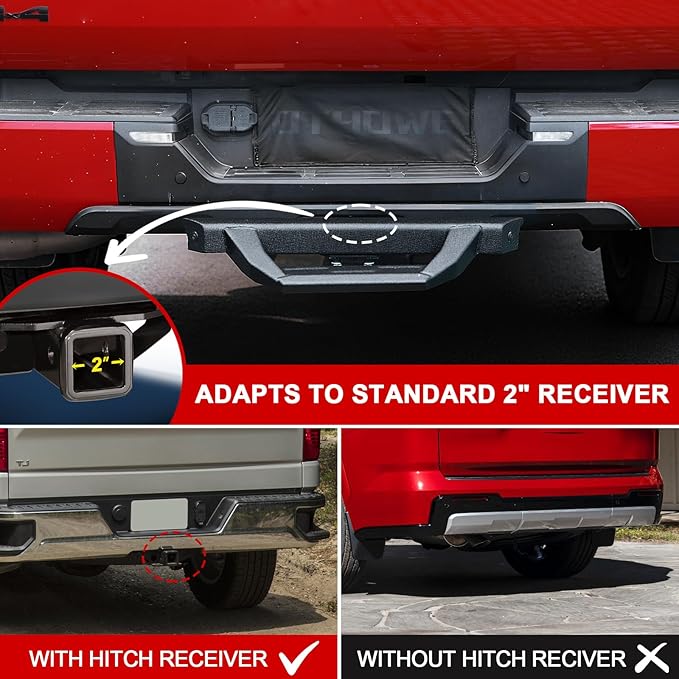 Double Layer 2" Receiver Truck Hitch Step, Carbon Steel with Dual-Stage Black Powder, Anti-Slip Trailer Hitch Step, Universal Fit for Trucks Car Van SUV