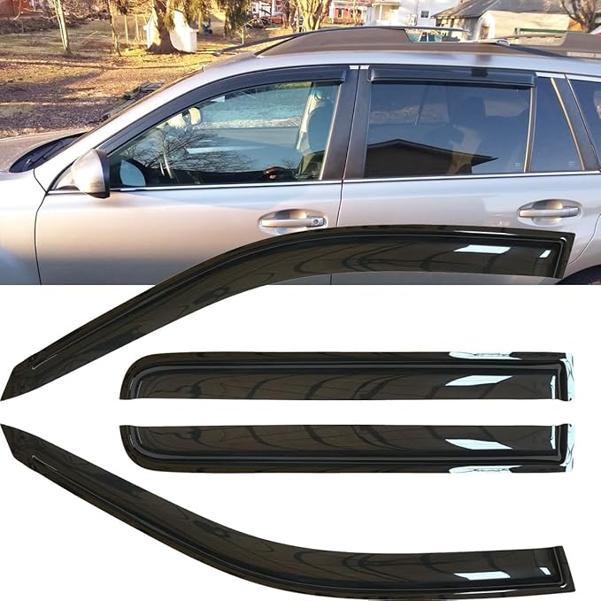 4pcs Original Shatterproof Rainproof Side Window Wind Deflectors for Outback 10-14,Tape-on Rain Guards Sets,Nice Looking Window Visors for Cars,Vent Deflector for 2010-2014 Outback 94484