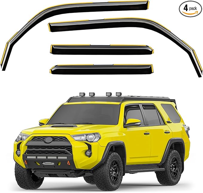in-Channel Window Rain Guards Fit for Toyota 4Runner 2010-2024 Extra Durable Window Deflectors Vent Visors Vent Shades Window Visors Rain Guard Exterior Car Accessories - 4 pcs