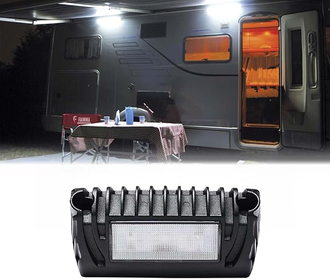1Pcs RV LED Exterior Lights 12 Volt Exterior awningLights, Led RV Porch Light 750 Lumen Black Lighting Fixture Kit Replacement for RVs Trailers Camper Truck Porches Towing